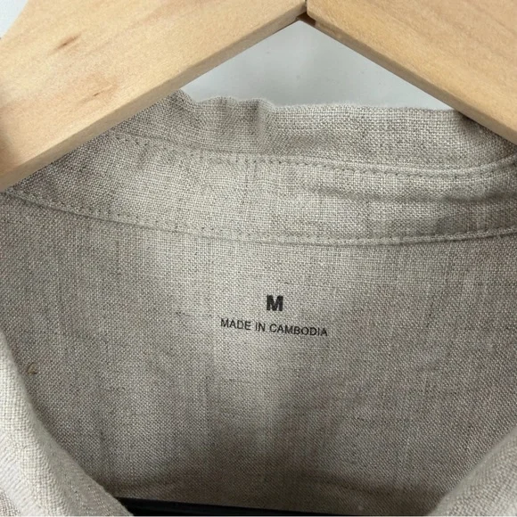 MUJI Linen Washed Long Sleeve Shirt Dress Natural Color L Minimalist Sustainable - Picture 5 of 9